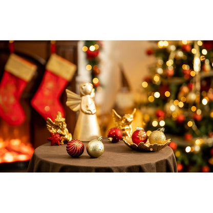 35er Set Weihnachtskugeln 5cm Kunststoff Rot Gold Luxus Stil