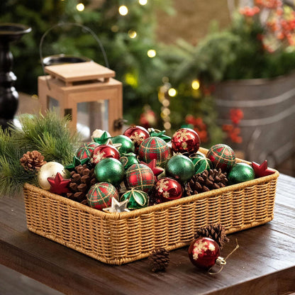 35er Set Bruchsichere Weihnachtskugeln 5 cm Aufhänger Rot