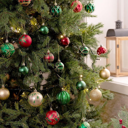 35er Set Bruchsichere Weihnachtskugeln 5 cm Aufhänger Rot