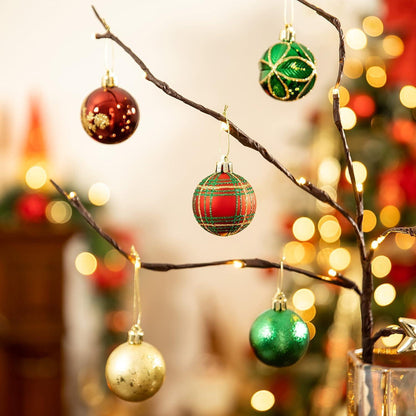 35er Set Bruchsichere Weihnachtskugeln 5 cm Aufhänger Rot