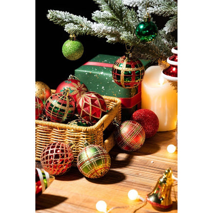 35er Set Bruchsichere Weihnachtskugeln 5 cm Aufhänger Rot