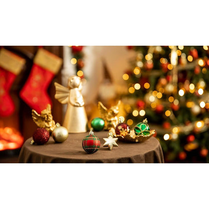 35er Set Bruchsichere Weihnachtskugeln 5 cm Aufhänger Rot