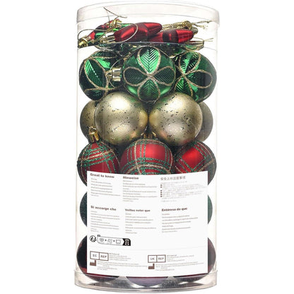 35er Set Bruchsichere Weihnachtskugeln 5 cm Aufhänger Rot