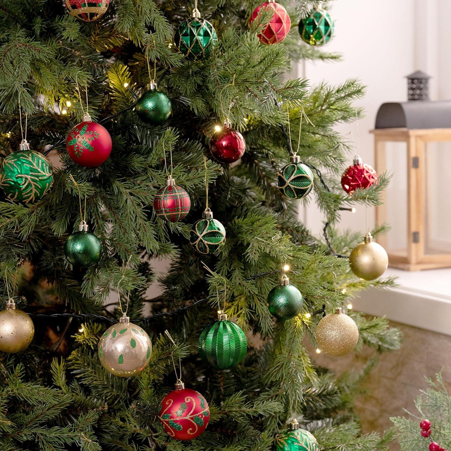 35 Weihnachtskugeln 5 cm Bruchsicher mit Aufhänger, Plastik