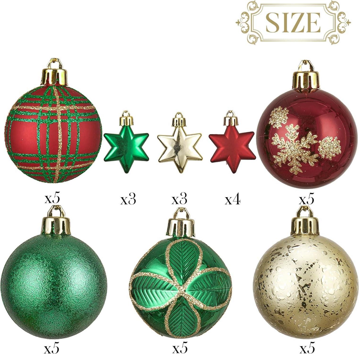 35-er Weihnachtskugeln Set 5cm Bruchsicher Aufhänger Thema Land Rot
