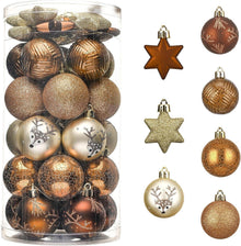 35er Set 5cm Weihnachtskugeln Kunststoff Wald Thema Kupfergold