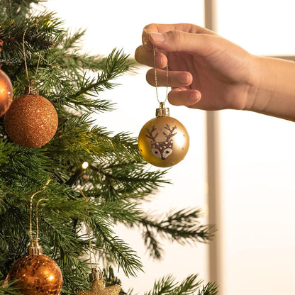 35er Set 5cm Weihnachtskugeln Kunststoff Wald Thema Kupfergold
