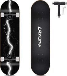 Skateboard 31 x 8 Zoll Blitzmuster 8-lagiges Ahornbrett symmetrisch