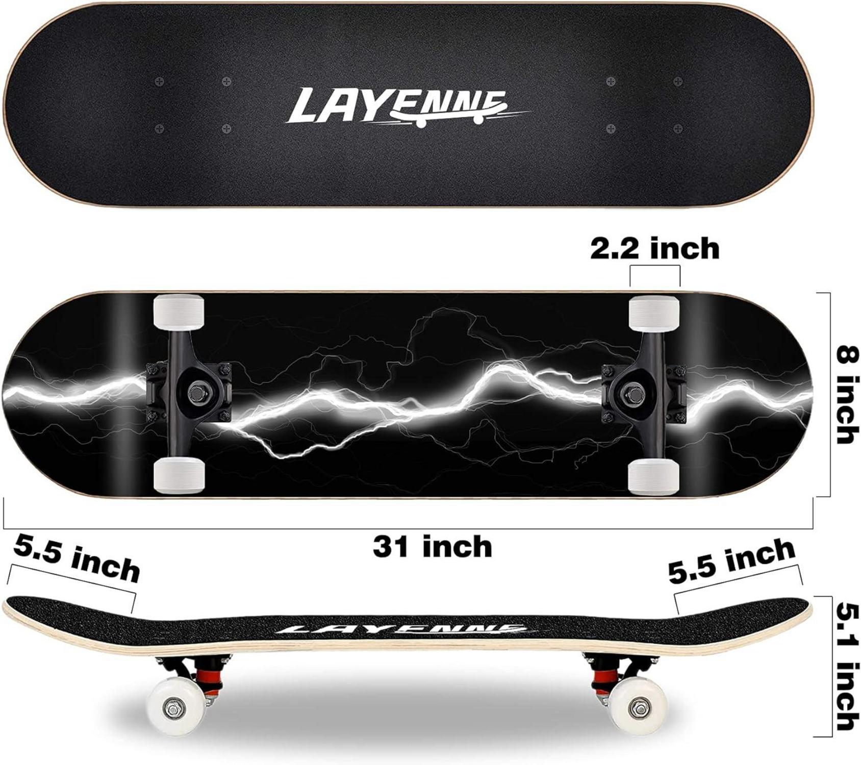 LAYENNE Skateboard Blitz 31x8 Zoll ABEC-11 Räder 150kg
