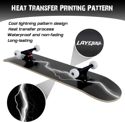 Skateboard Blitz 31x8 Zoll Ahornbrett 8-lagig symmetrisch geneigt Jungen Mädchen Jugendliche Straße Erwachsene Anfänger