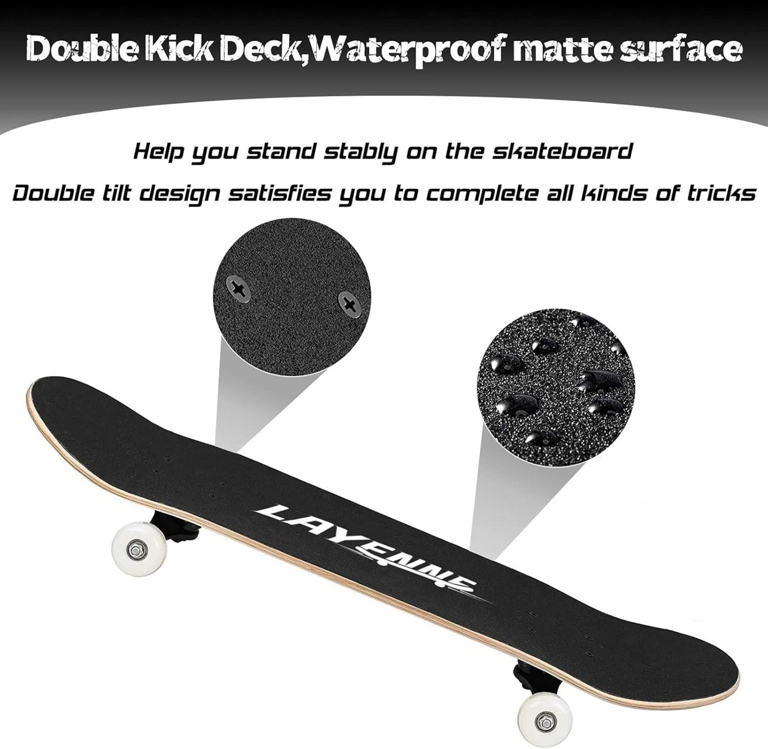 Blitz Skateboard 31x8 Zoll Ahornbrett symmetrisch geneigt, für Jungen Mädchen
