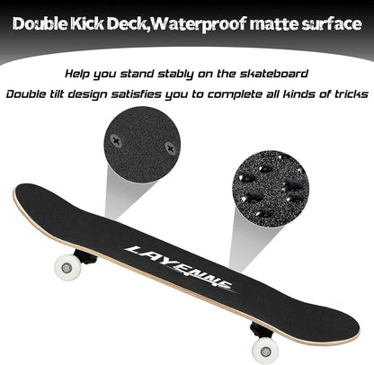 Blitz Skateboard 31x8 Zoll Ahornbrett symmetrisch geneigt, für Jungen Mädchen