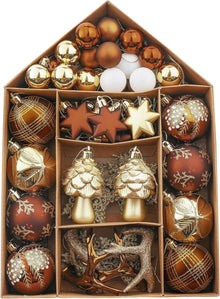 Weihnachtskugeln Set 70-tlg. Kunststoff Wald Thema Christbaumschmuck