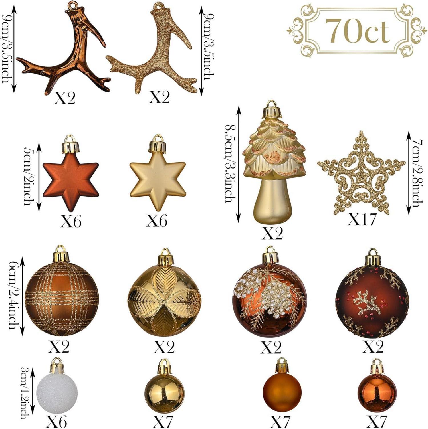 Weihnachtskugeln 70 Stücke Kunststoff Christbaumkugeln Wald Thema