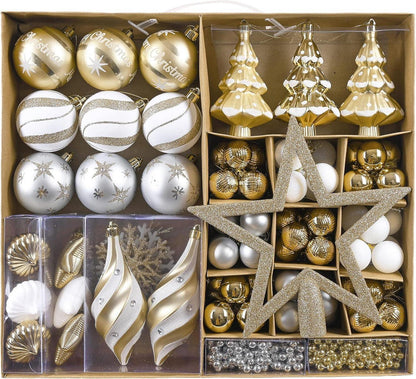 Weihnachtskugeln 90 Stück Kunststoff Christbaumschmuck Hängend