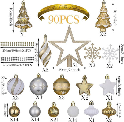 90er Pack VALERY MADELYN Weihnachtskugeln Kunststoff Gold