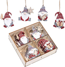 24er Set Holz Weihnachtsanhänger 6cm Rot Weiß Handgemalt
