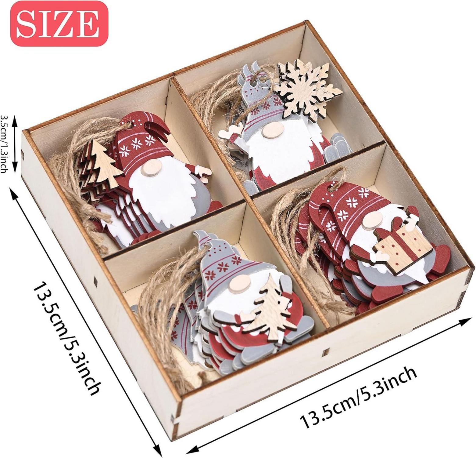 Valery Madelyn Holz Weihnachten Anhänger 24 Stück 6cm Rot Weiß Festliche Dekoration