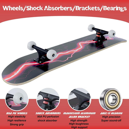 Skateboard Blitz 31 x 8 Zoll 8-lagiges Ahornbrett symmetrisch geneigt