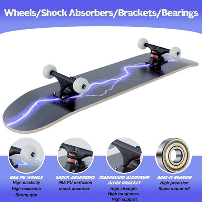 Skateboard 31x8 Zoll Blitzmuster ABEC-11 Lager Ahornbrett