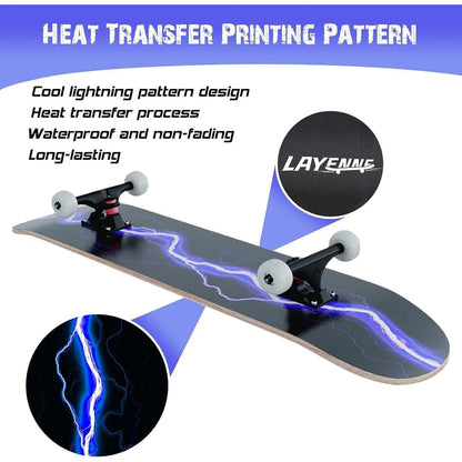 Skateboard 31x8 Zoll Blitzmuster ABEC-11 Lager Ahornbrett