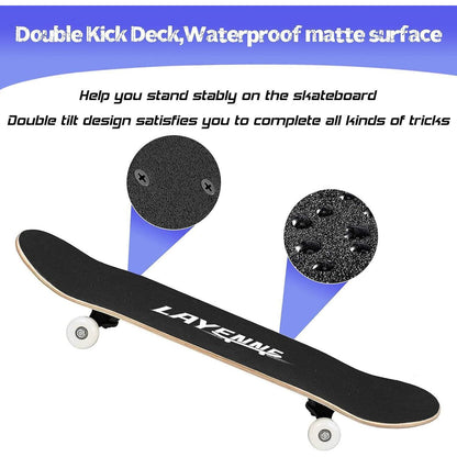 Skateboard 31x8 Zoll Blitzmuster ABEC-11 Lager Ahornbrett