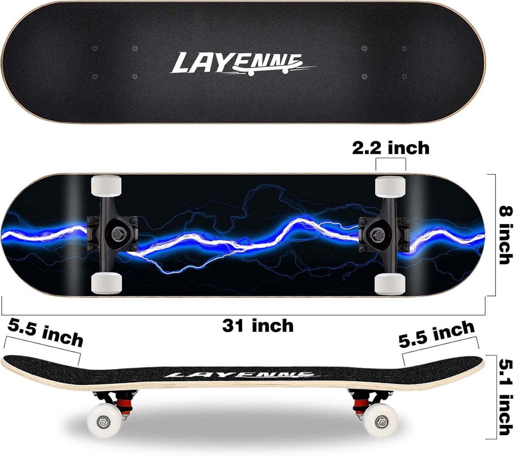 Skateboard 31x8 Zoll Blitzmuster ABEC-11 Lager Ahornbrett
