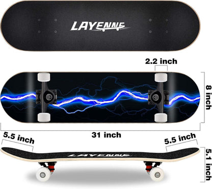 Skateboard 31x8 Zoll Blitzmuster ABEC-11 Lager Ahornbrett