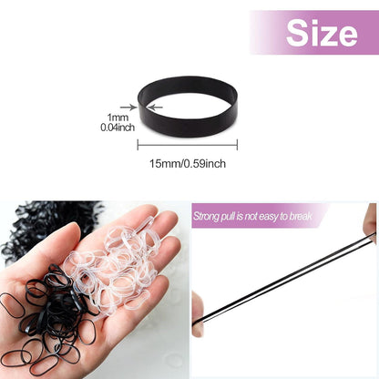 1000 Mini Haargummis transparent und