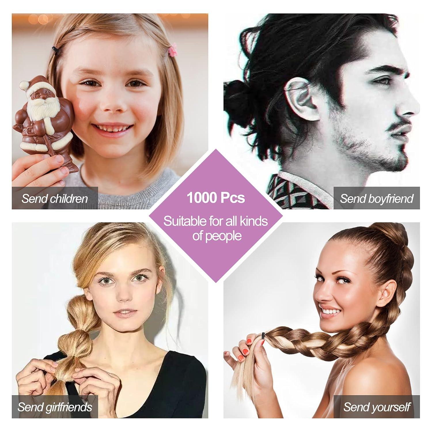 1000 Mini Haargummis Schwarz Transparent für Mädchen Haarbänder Dreadlocks