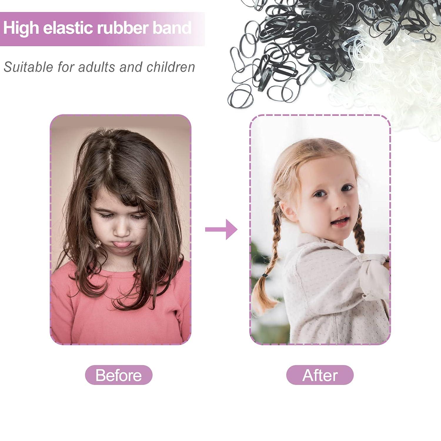 1000 Mini Haargummis Schwarz Transparent für Mädchen Haarbänder Dreadlocks