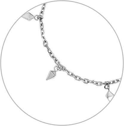 Damen Fußkettchen mit bunten Zirkonia, vergoldet, Fischgrätkette - Länge