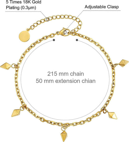 Damen Fußkettchen 4mm Zirkonia vergoldet verstellbar 22/27cm