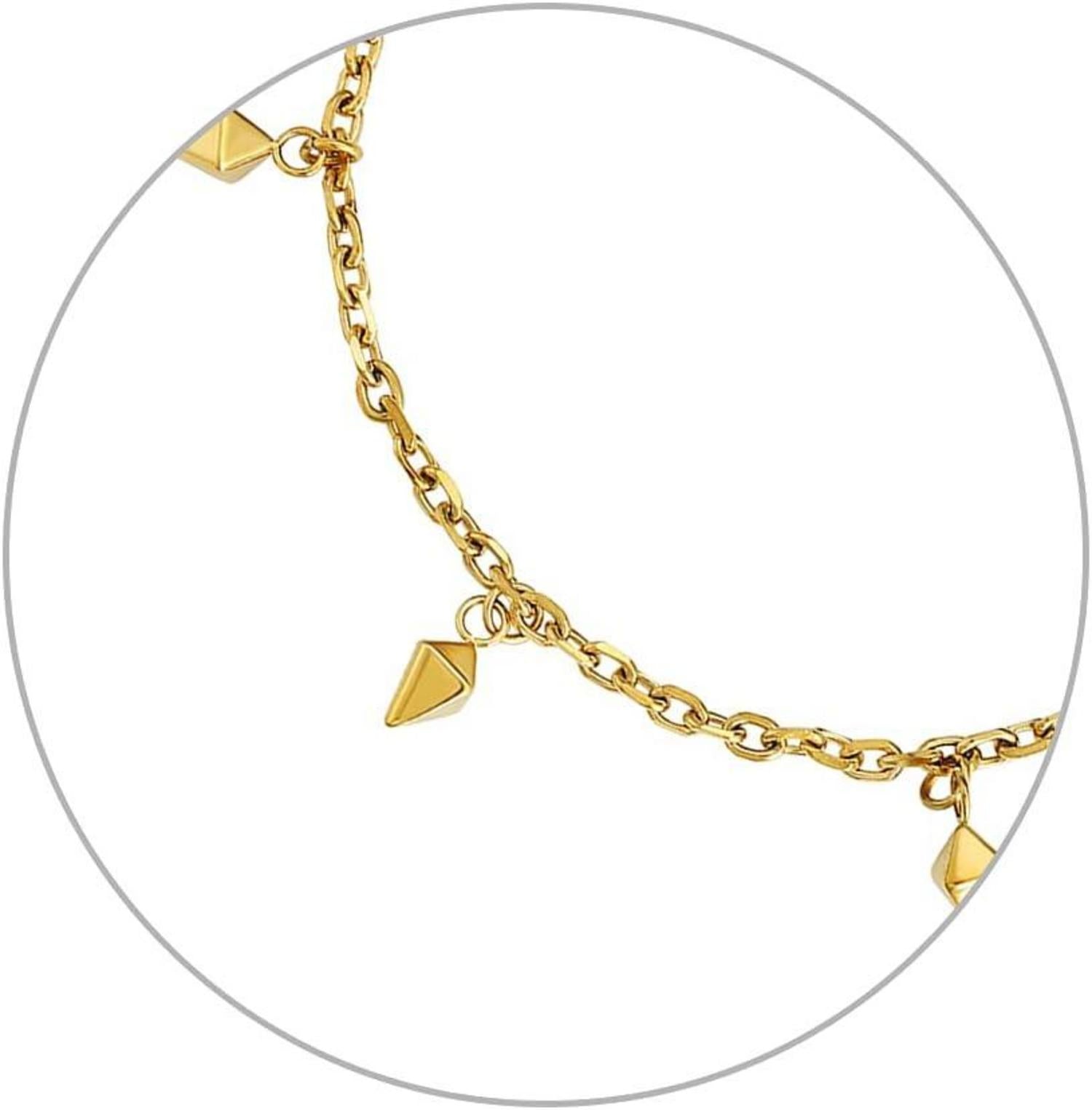 Damen Fußkettchen 4mm Zirkonia vergoldet verstellbar 22/27cm