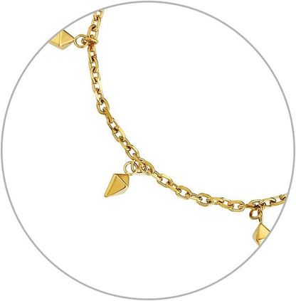 Damen Fußkettchen 4mm Zirkonia vergoldet verstellbar 22/27cm