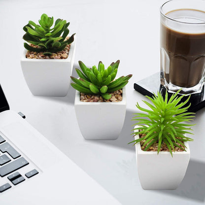 Briful Sukkulente Kunstpflanze Set Höhe 10-14cm im Keramiktopf
