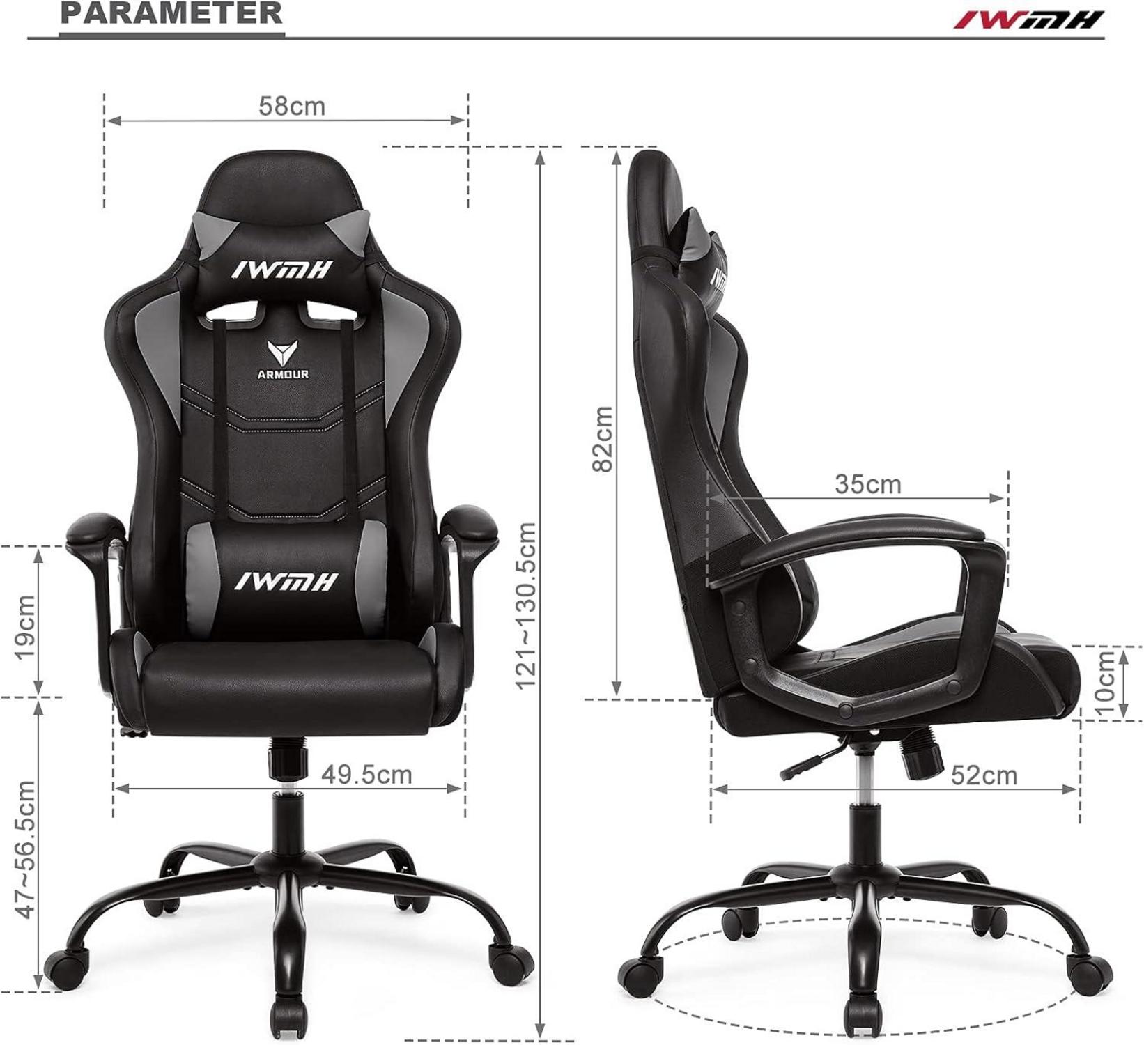 Ergonomischer Gaming Stuhl mit hoher Rücklehne und Lendenstütze