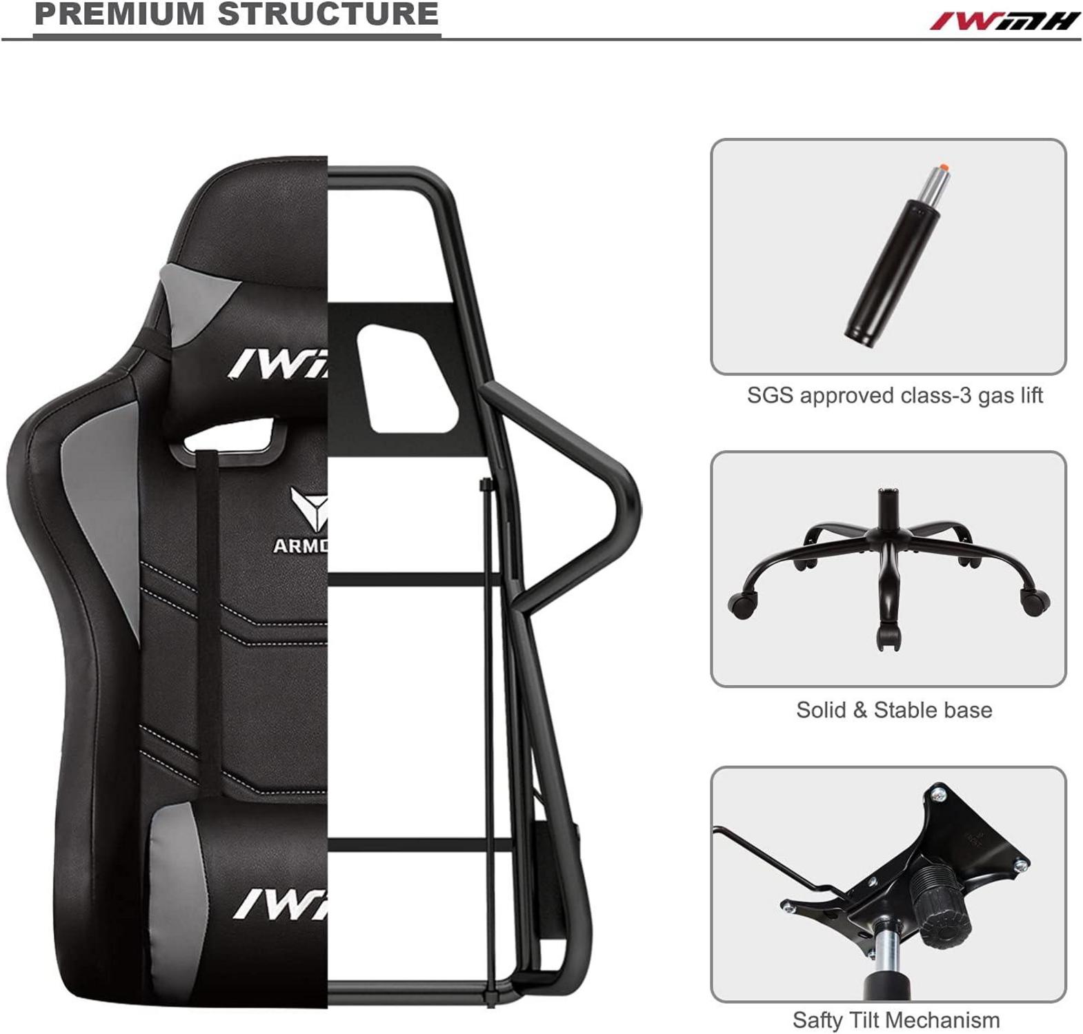 Gaming Stuhl, Ergonomischer Computerstuhl, Hohe Rückenlehne, Drehstuhl