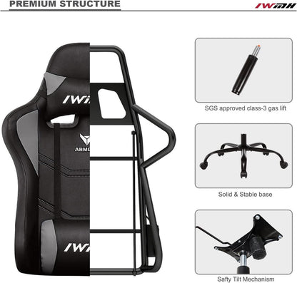 Gaming Stuhl, Ergonomischer Computerstuhl, Hohe Rückenlehne, Drehstuhl