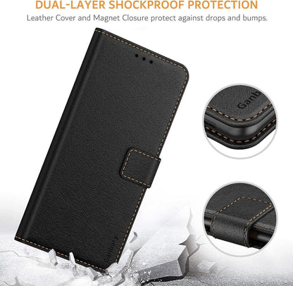 Premium Leder Handyhülle Xiaomi Redmi Note 10 4G Schwarz