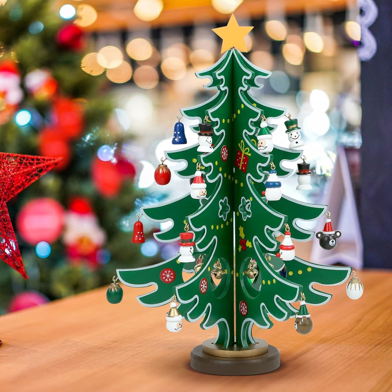 Adventskalender Mini Weihnachtsbaum Holz DIY 24 Anhänger Ornamnet