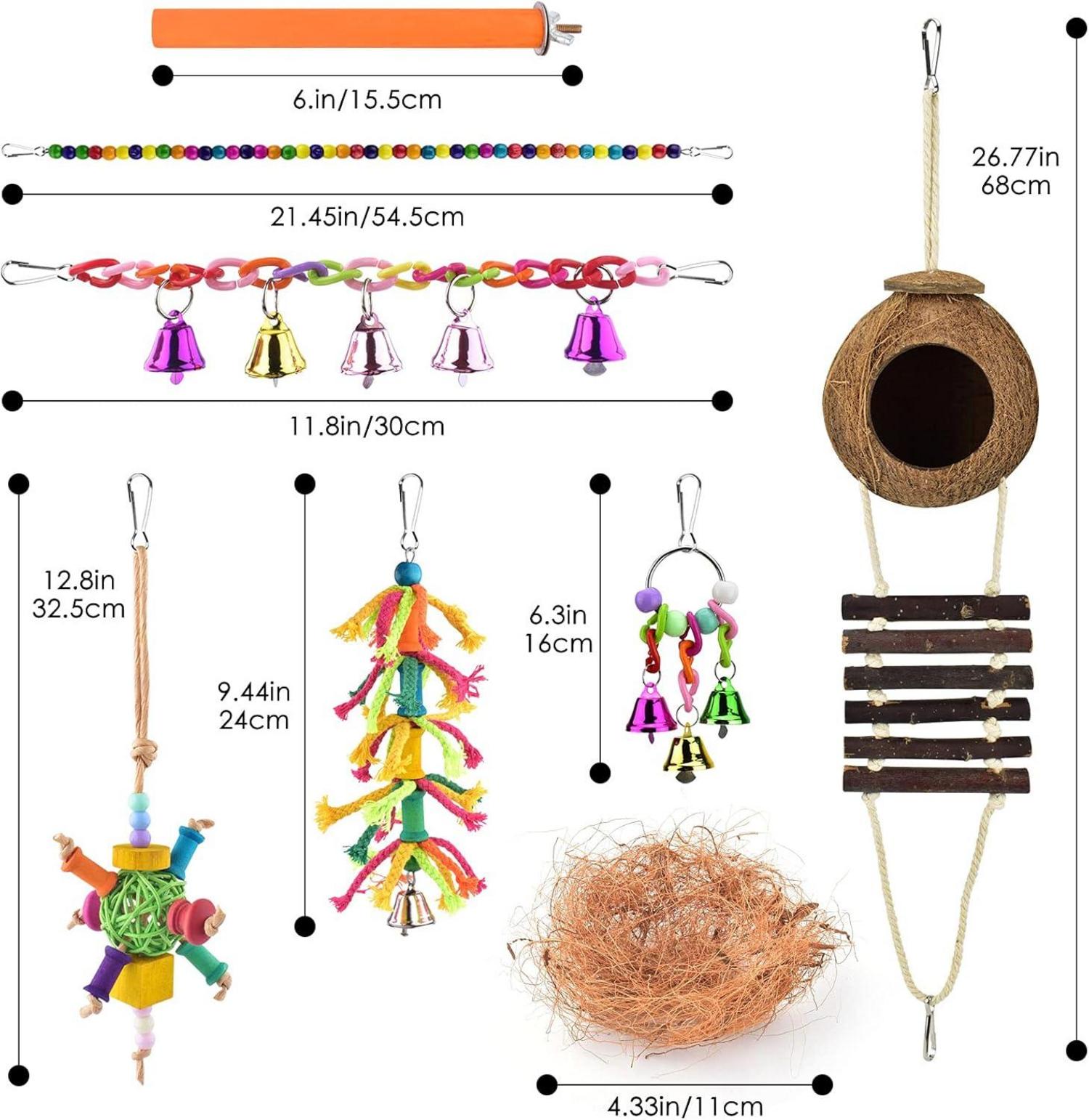 Vogelkäfig Spielzeug für Papageien Hängende Glocke Holz