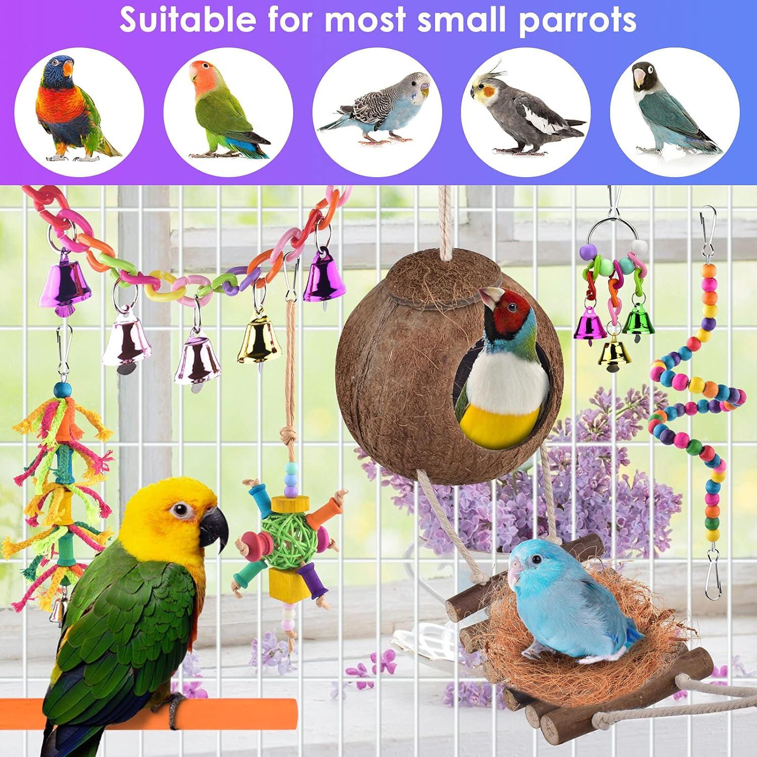 Vogelspielzeug Wellensittich Glocke Holz Schaukelspielzeug Spiegel