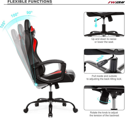 Ergonomischer Gaming Stuhl mit hoher Rückenlehne, höhenverstellbar