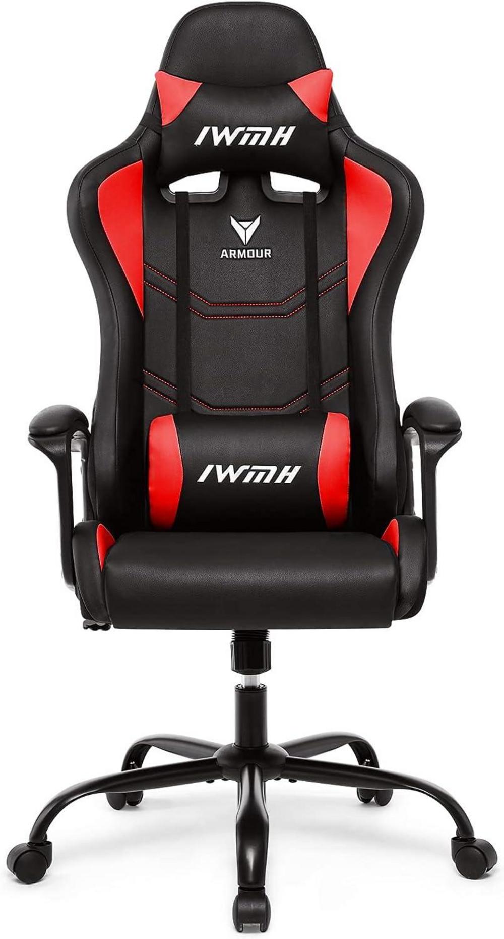 IWMH Gaming Stuhl Rot, Ergonomischer Drehstuhl mit Hoher Rücklehne