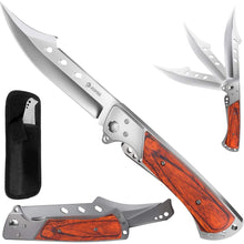 Outdoor Messer Taschenmesser Klappmesser 14cm mit Holzgriff