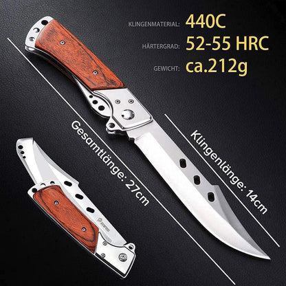 Outdoor Messer Taschenmesser Klappmesser 14cm mit Holzgriff