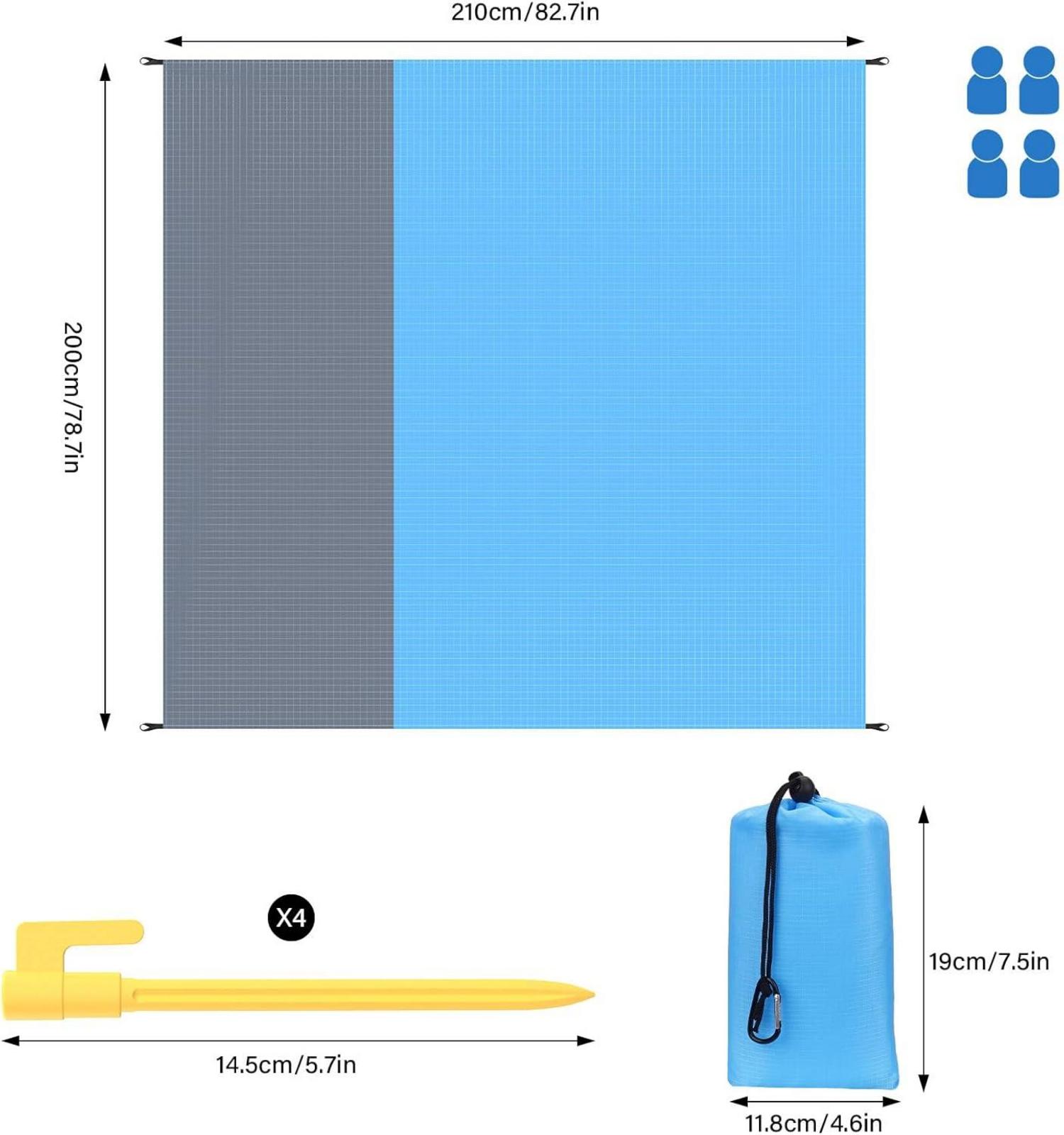 Picknickdecke Stranddecke Wasserdicht Sandabweisend 210x200cm