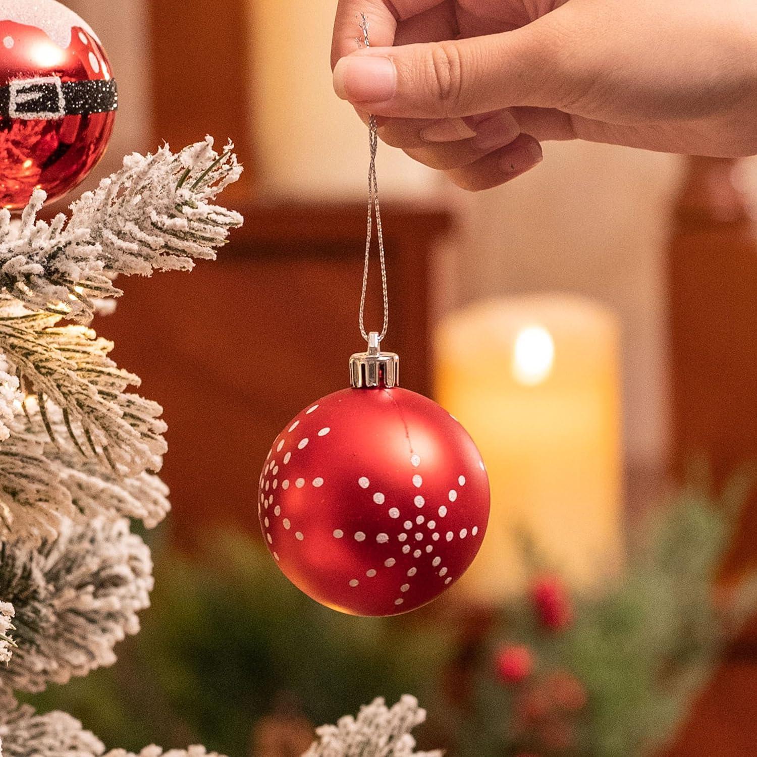 Valery Madelyn Weihnachtskugeln 70er Set Christbaumschmuck Glänzend Matt Glitzernd Transparent Rot Weiß Weihnachtsdeko