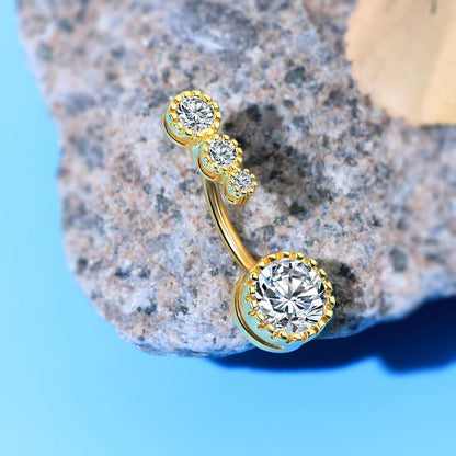 Edelstahl Nabelpiercing mit Zirkonia, Gold Bananabell